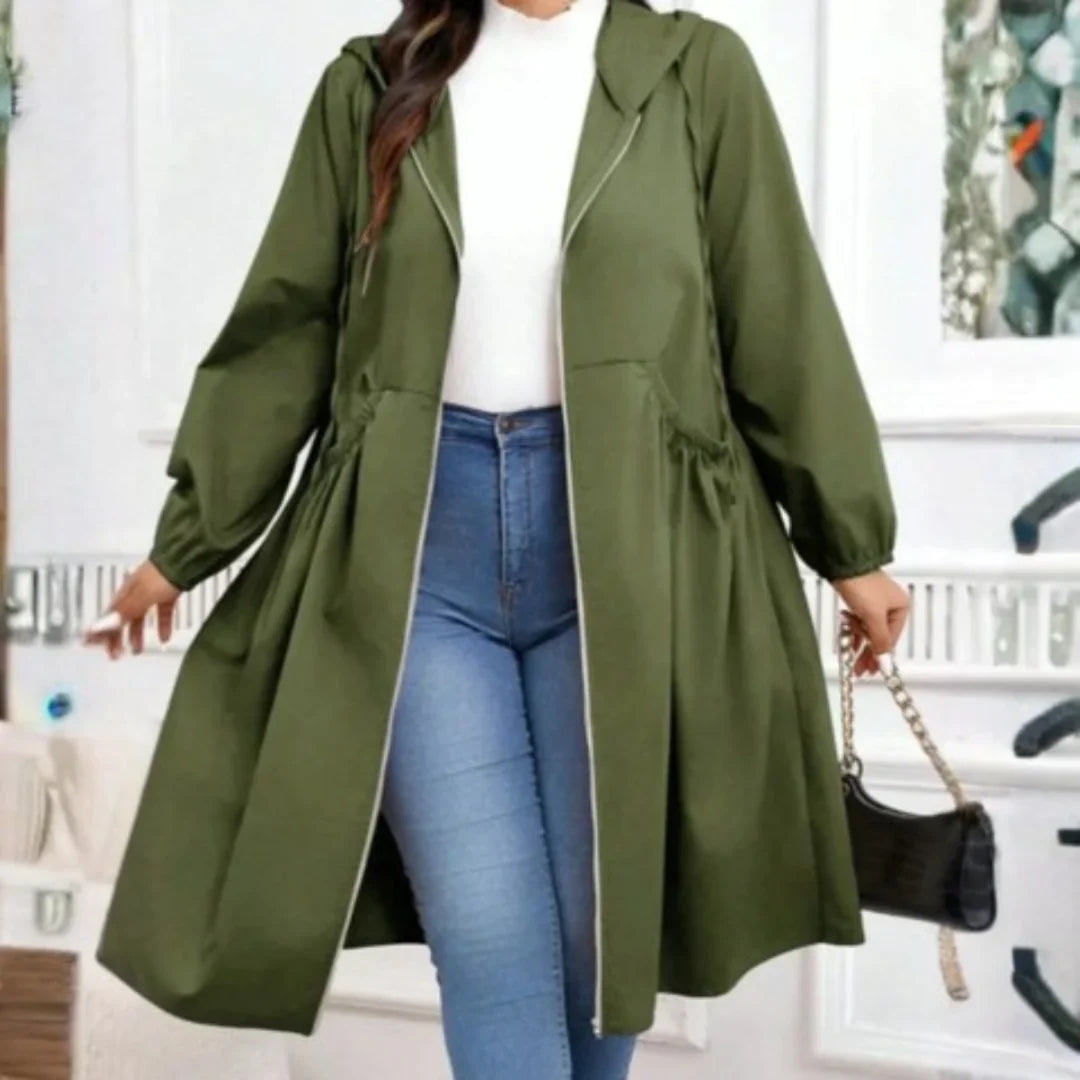 Women's Plus Size Zip-Up Hooded Coat