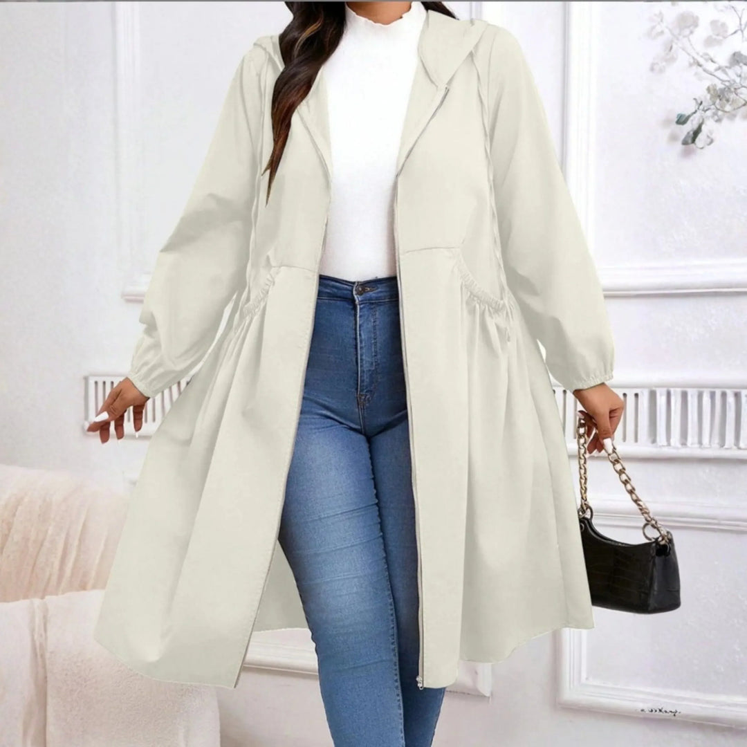 Women's Plus Size Zip-Up Hooded Coat