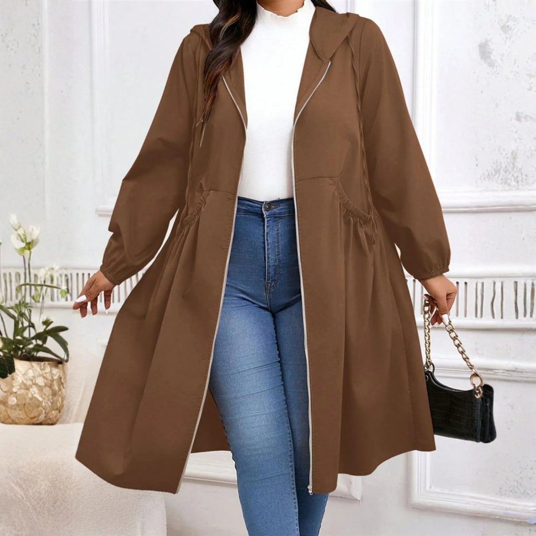 Women's Plus Size Zip-Up Hooded Coat