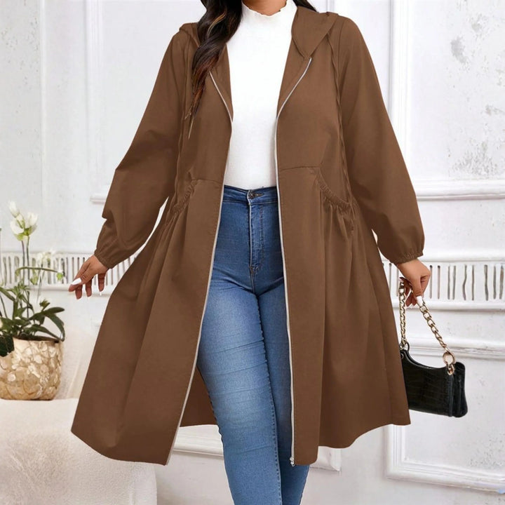 Women's Plus Size Zip-Up Hooded Coat