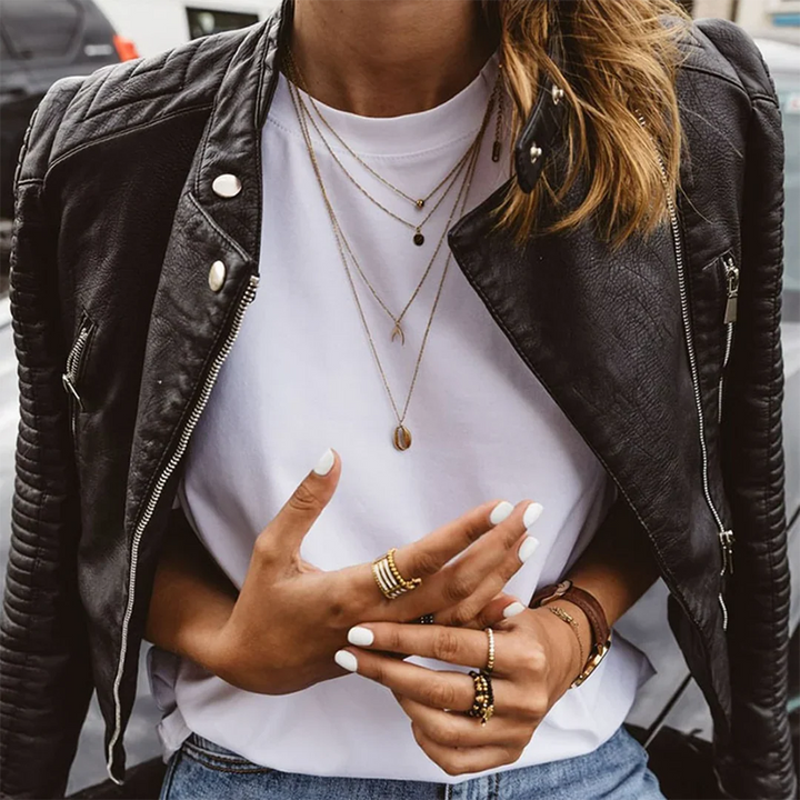 Veste biker femme matelassée en cuir