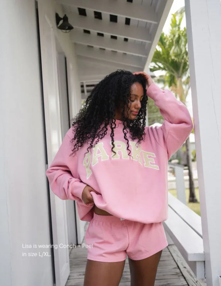 Women's Oversized Crewneck Sweatshirt with Varsity Letter Print