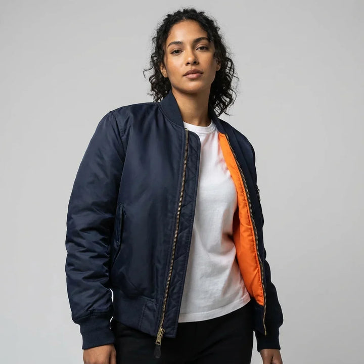 MA-1-bomberjakke i nylon til kvinder med lynlåslommer fra Starter