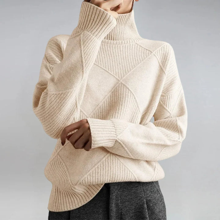 Women's Cashmere Blend Turtleneck Long Sleeve Sweater