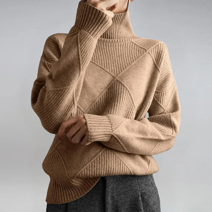 Women's Cashmere Blend Turtleneck Long Sleeve Sweater