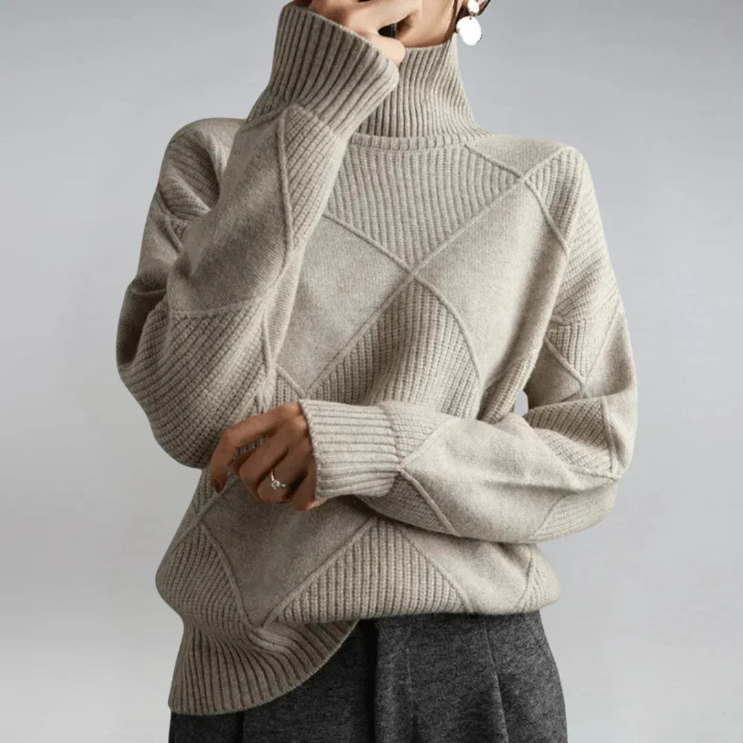 Women's Cashmere Blend Turtleneck Long Sleeve Sweater