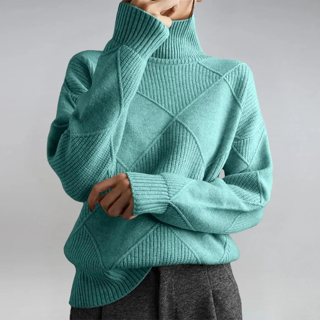 Women's Cashmere Blend Turtleneck Long Sleeve Sweater