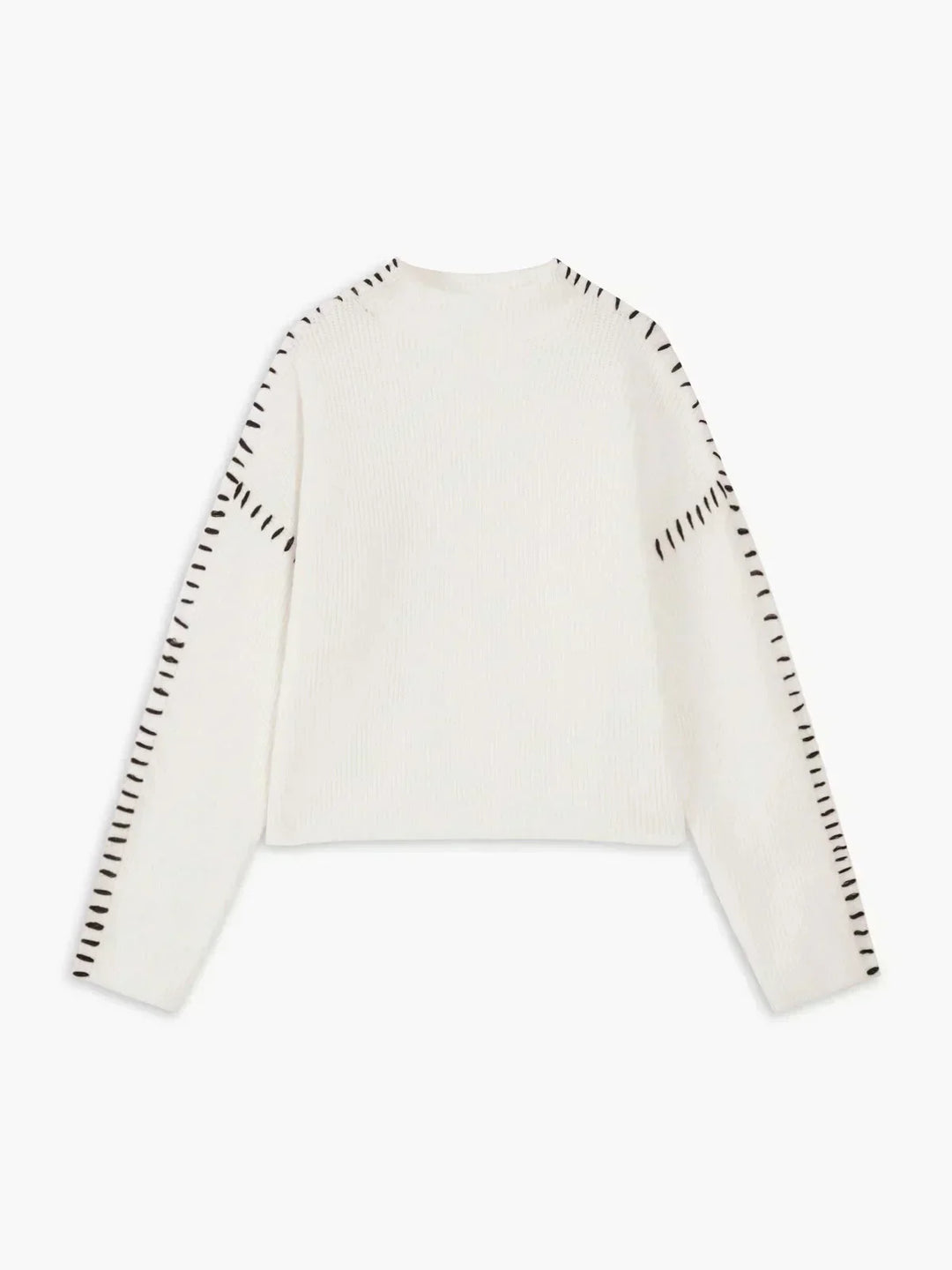 Women's Oversized Mock Neck Sweater with Whipstitch Detail