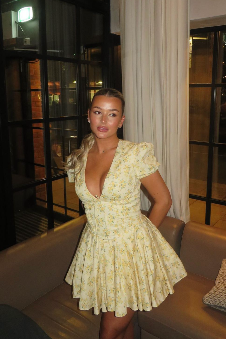 Gabriella | Women's Floral A-Line Puff Sleeve Mini Dress