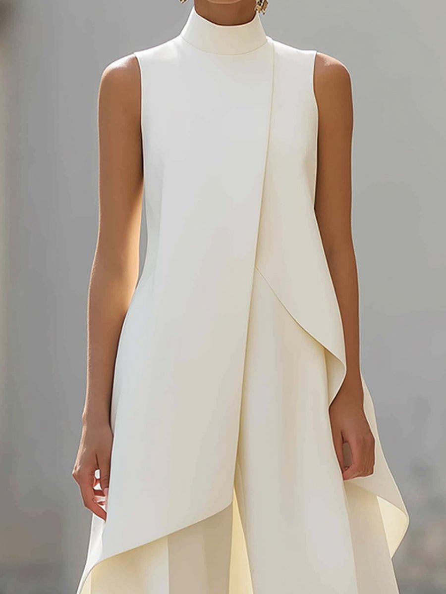 Mia | Women's High Neck Sleeveless Asymmetric Wide-Leg Outfit