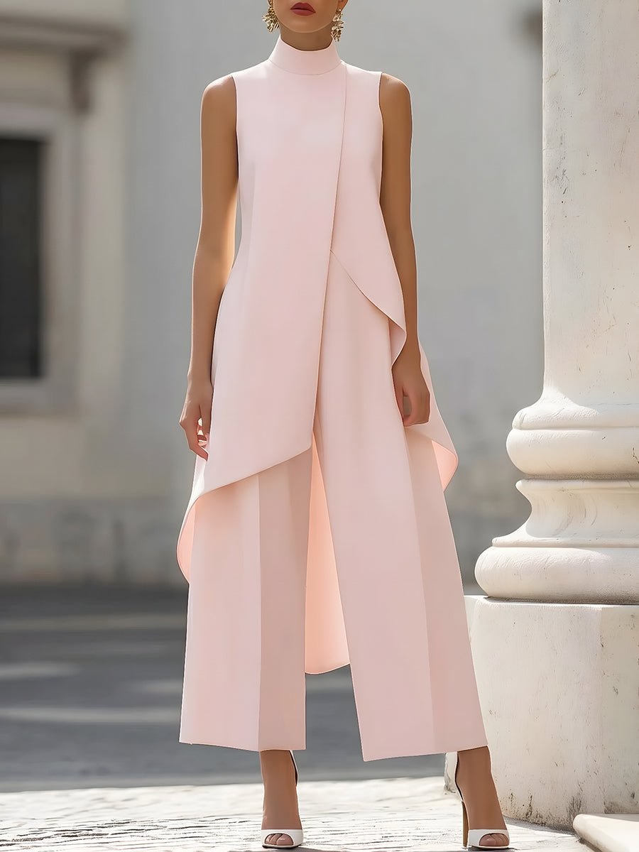 Mia | Women's High Neck Sleeveless Asymmetric Wide-Leg Outfit