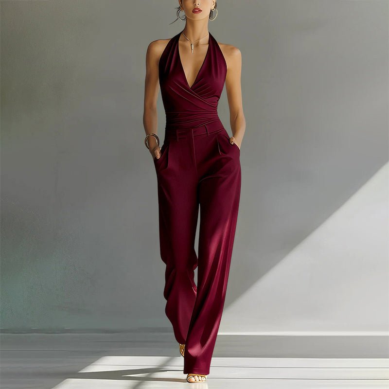 Ivy | Tuta da donna a vita alta con collo all'americana e pantaloni larghi