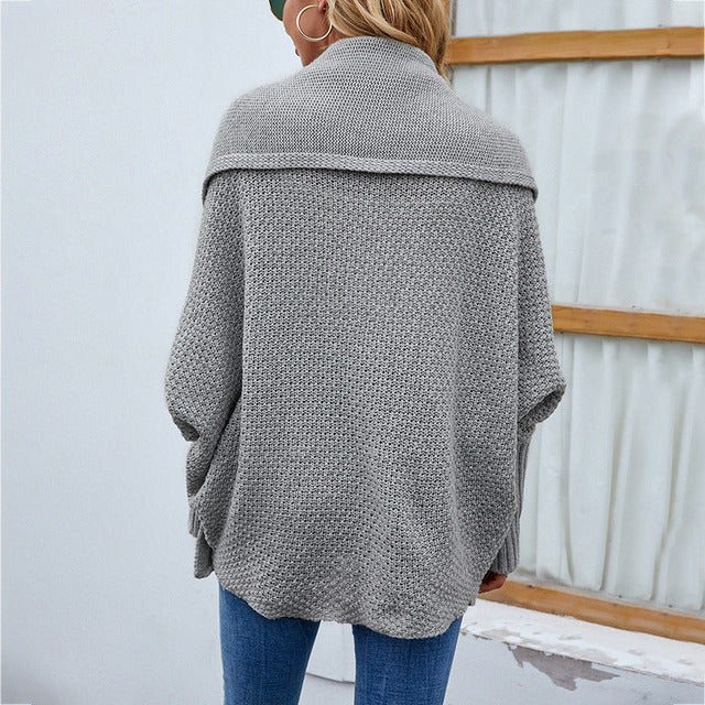 Cárdigan de punto extragrande con cuello de chal para mujer