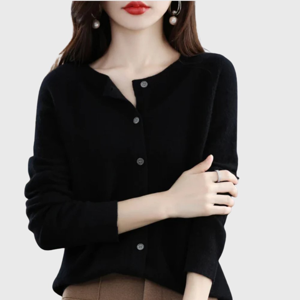 Emily | Rundhalset sweater med knapper foran i merinould til kvinder