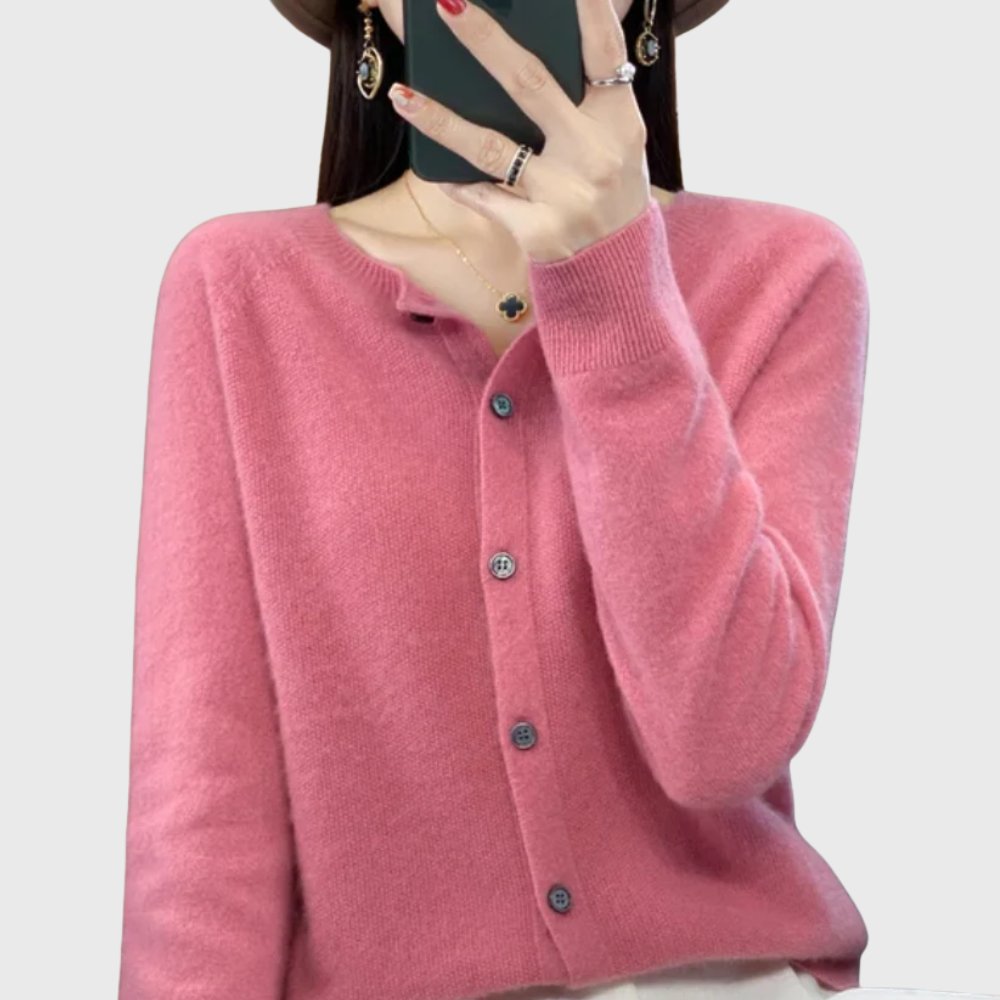 Emily | Rundhalset sweater med knapper foran i merinould til kvinder