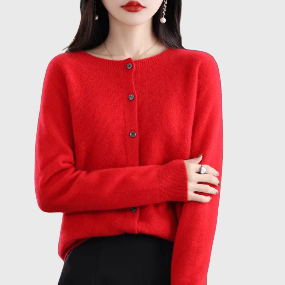 Emily | Rundhalset sweater med knapper foran i merinould til kvinder