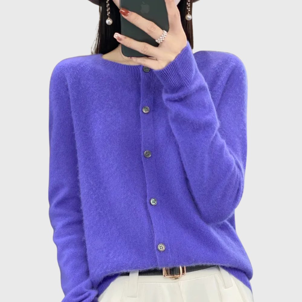 Emily | Rundhalset sweater med knapper foran i merinould til kvinder