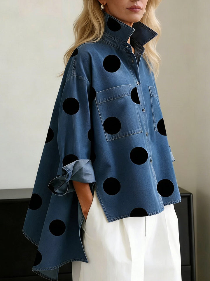 Lily | Naisten oversized-pilkkupaitapusero, pitkät hihat