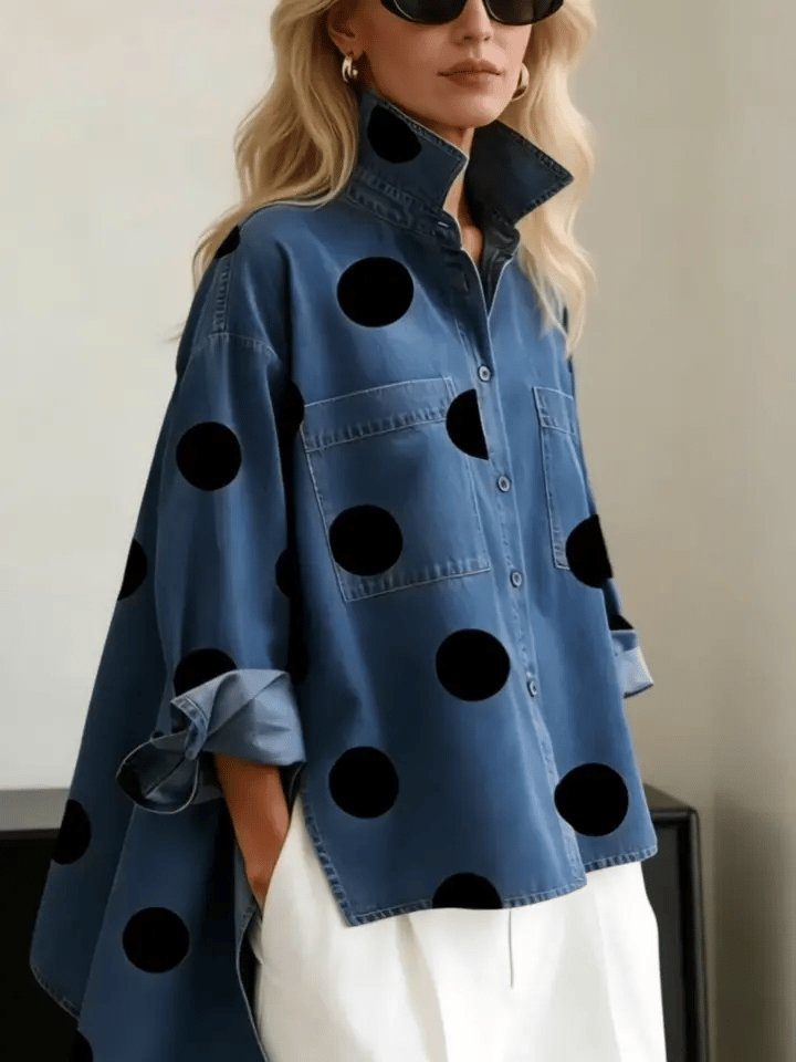 Lily | Naisten oversized-pilkkupaitapusero, pitkät hihat