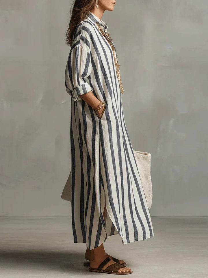 Florence | Kvinders Oversized Stribet Linned Maxi Kjole