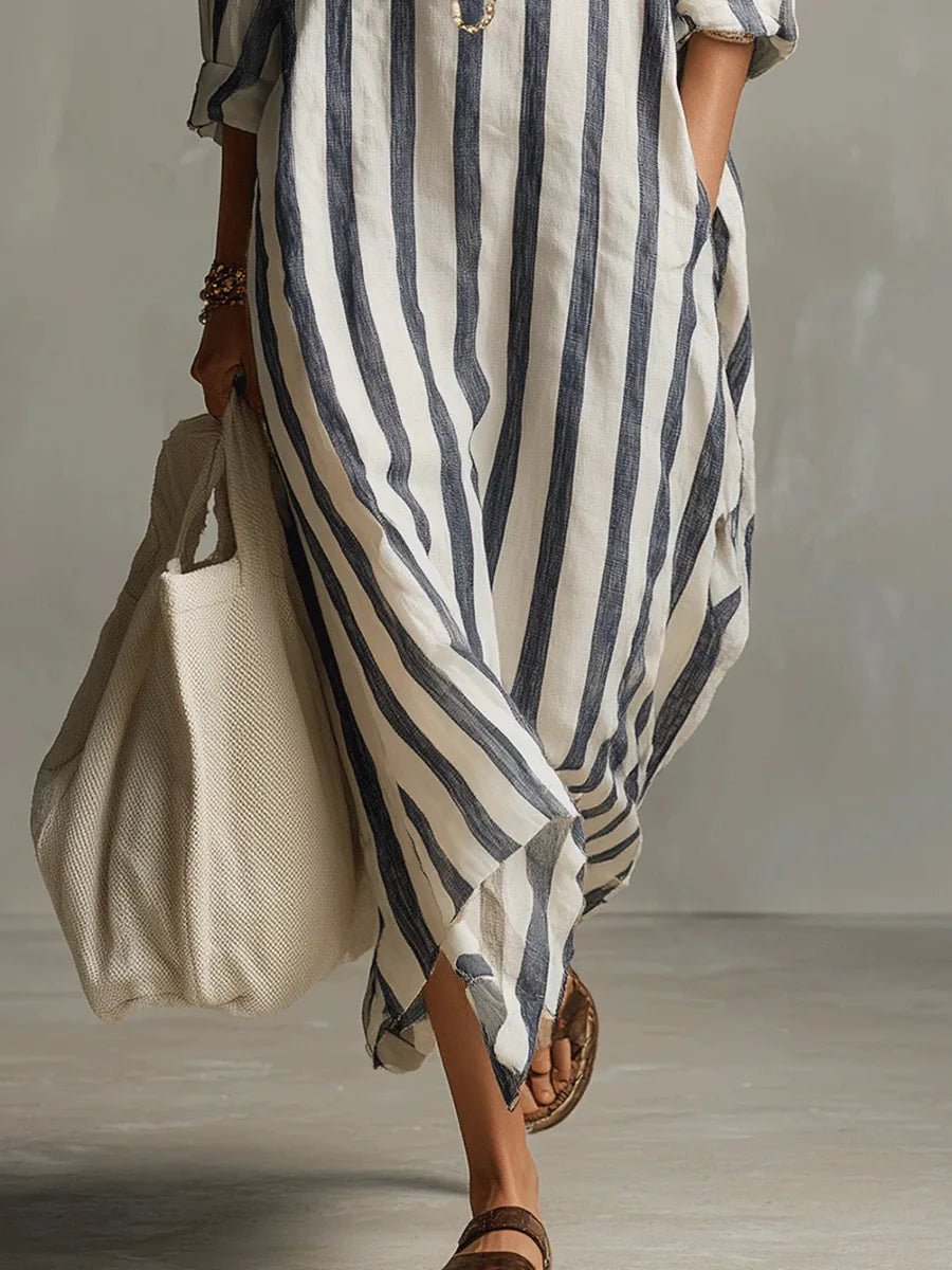 Florence | Kvinders Oversized Stribet Linned Maxi Kjole