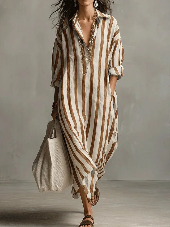 Florence | Kvinders Oversized Stribet Linned Maxi Kjole