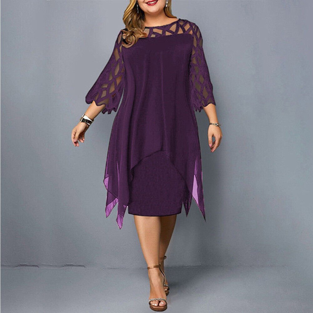 Mia | Vestido midi asimétrico con encaje para mujer talla grande