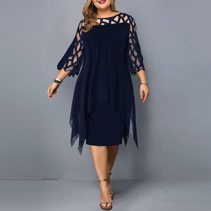 Mia | Vestido midi asimétrico con encaje para mujer talla grande