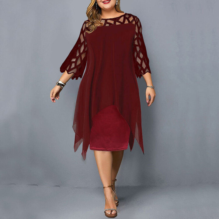 Mia | Vestido midi asimétrico con encaje para mujer talla grande