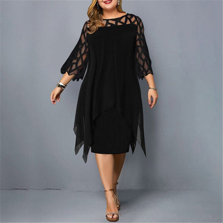 Mia | Vestido midi asimétrico con encaje para mujer talla grande