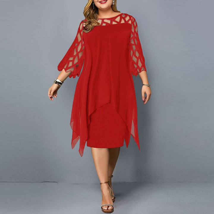 Mia | Vestido midi asimétrico con encaje para mujer talla grande