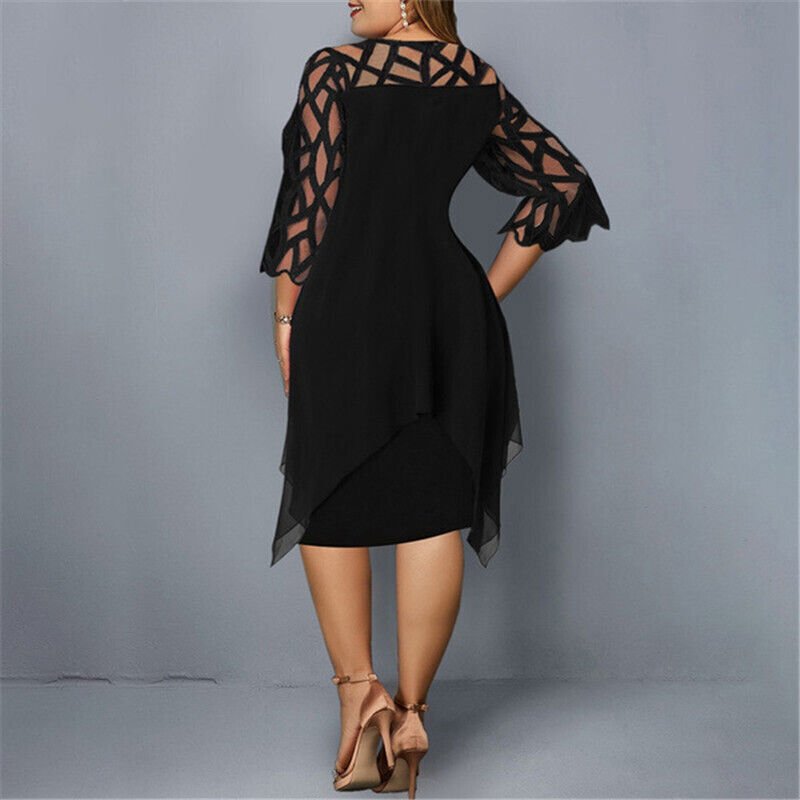 Mia | Vestido midi asimétrico con encaje para mujer talla grande