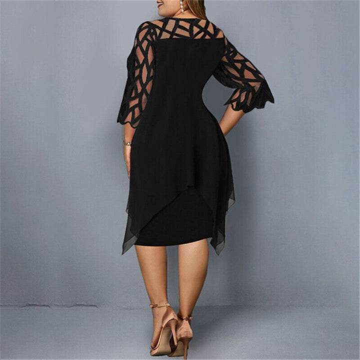 Mia | Vestido midi asimétrico con encaje para mujer talla grande