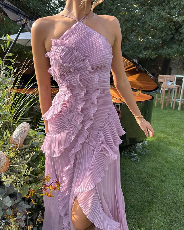 Brooklyn | Maxikleid mit Rüschen und Neckholder für Hochzeitsgäste, Damen
