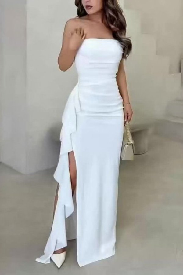 Freya | Vestido Maxi de Cetim Sem Alças para Mulher