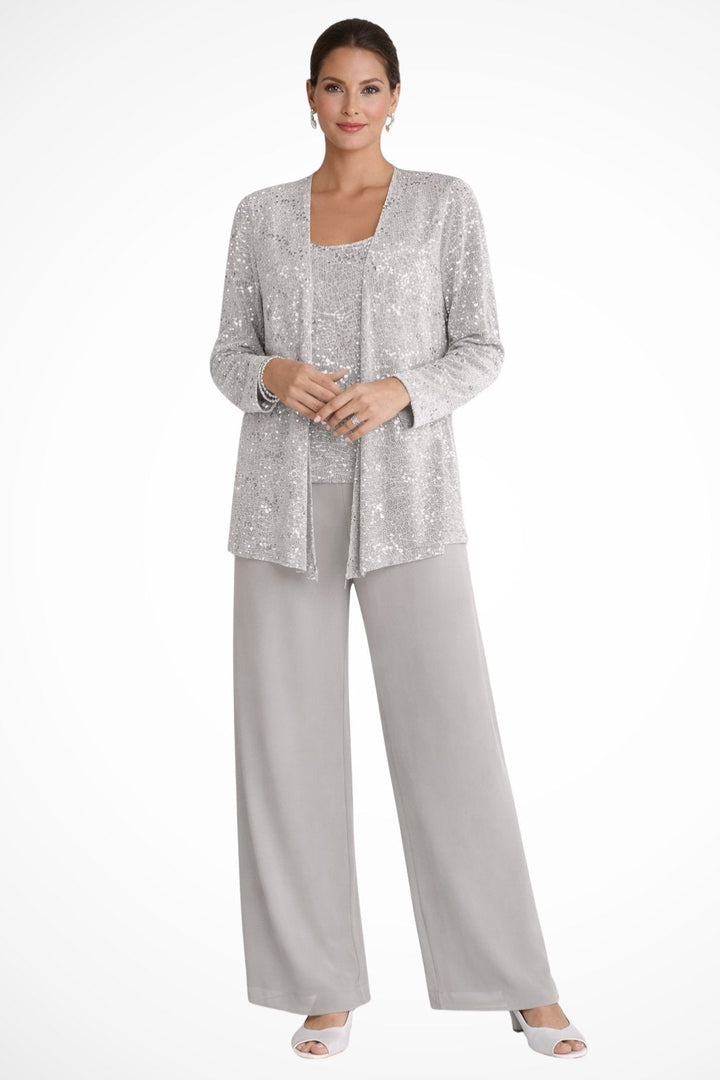 Phoebe | Conjunto de tres piezas con lentejuelas y pantalón de pierna ancha para mujer