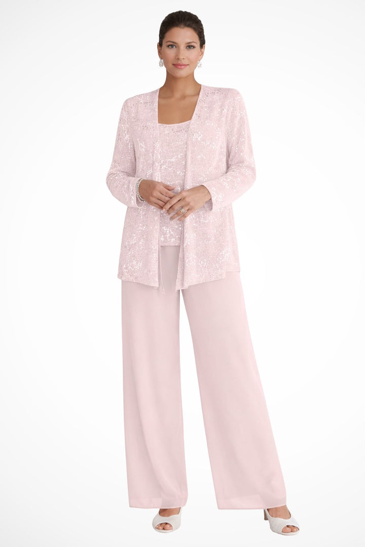 Phoebe | Conjunto de tres piezas con lentejuelas y pantalón de pierna ancha para mujer