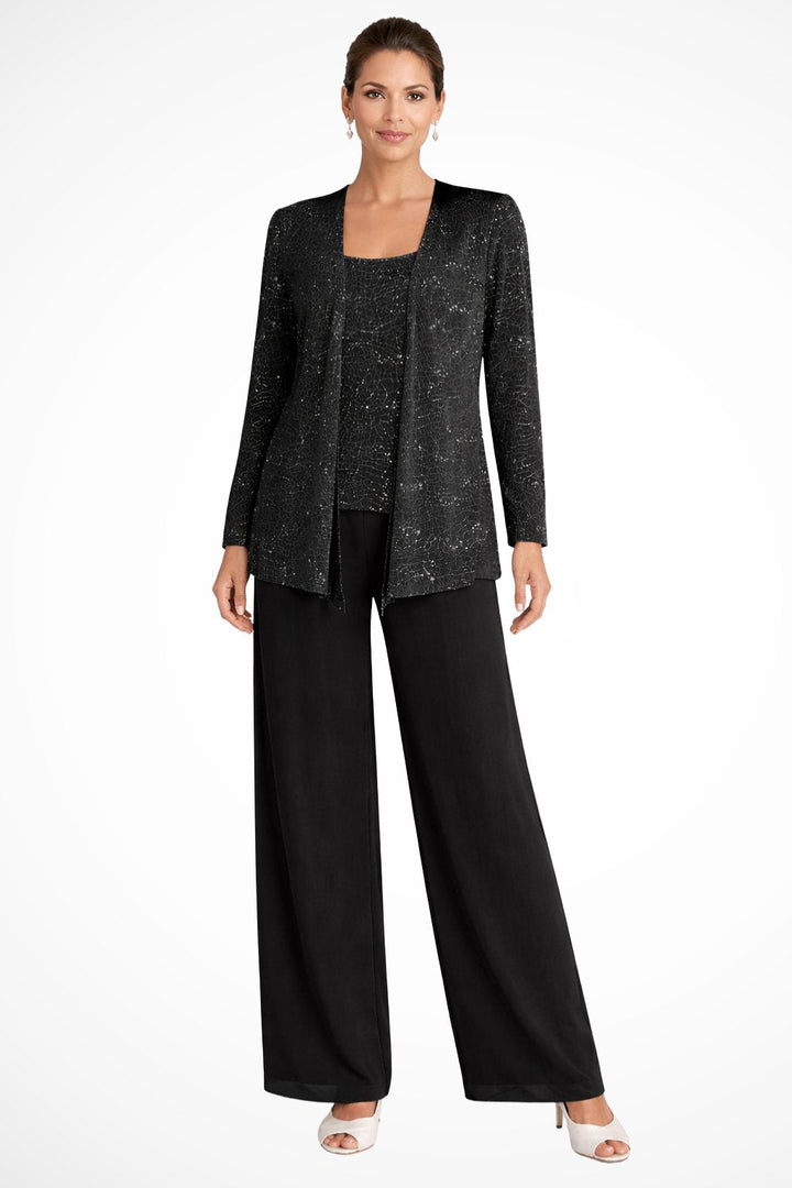 Phoebe | Conjunto de tres piezas con lentejuelas y pantalón de pierna ancha para mujer