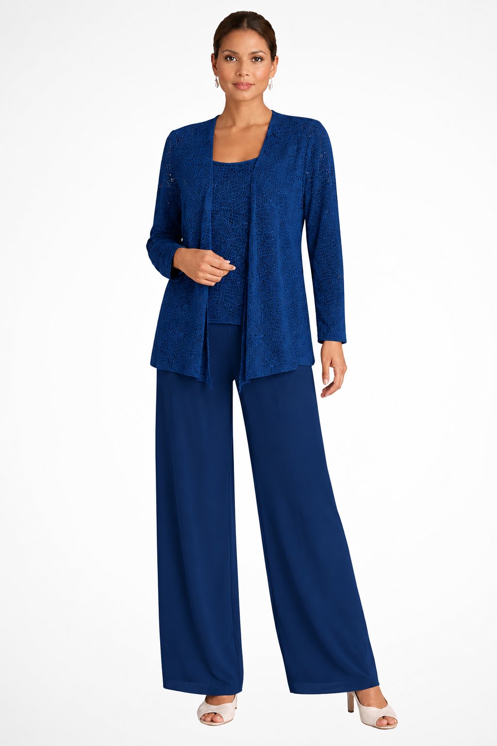 Phoebe | Conjunto de tres piezas con lentejuelas y pantalón de pierna ancha para mujer