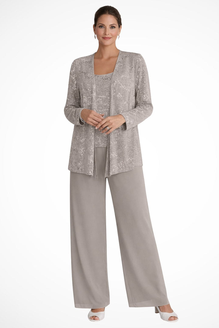 Phoebe | Conjunto de tres piezas con lentejuelas y pantalón de pierna ancha para mujer