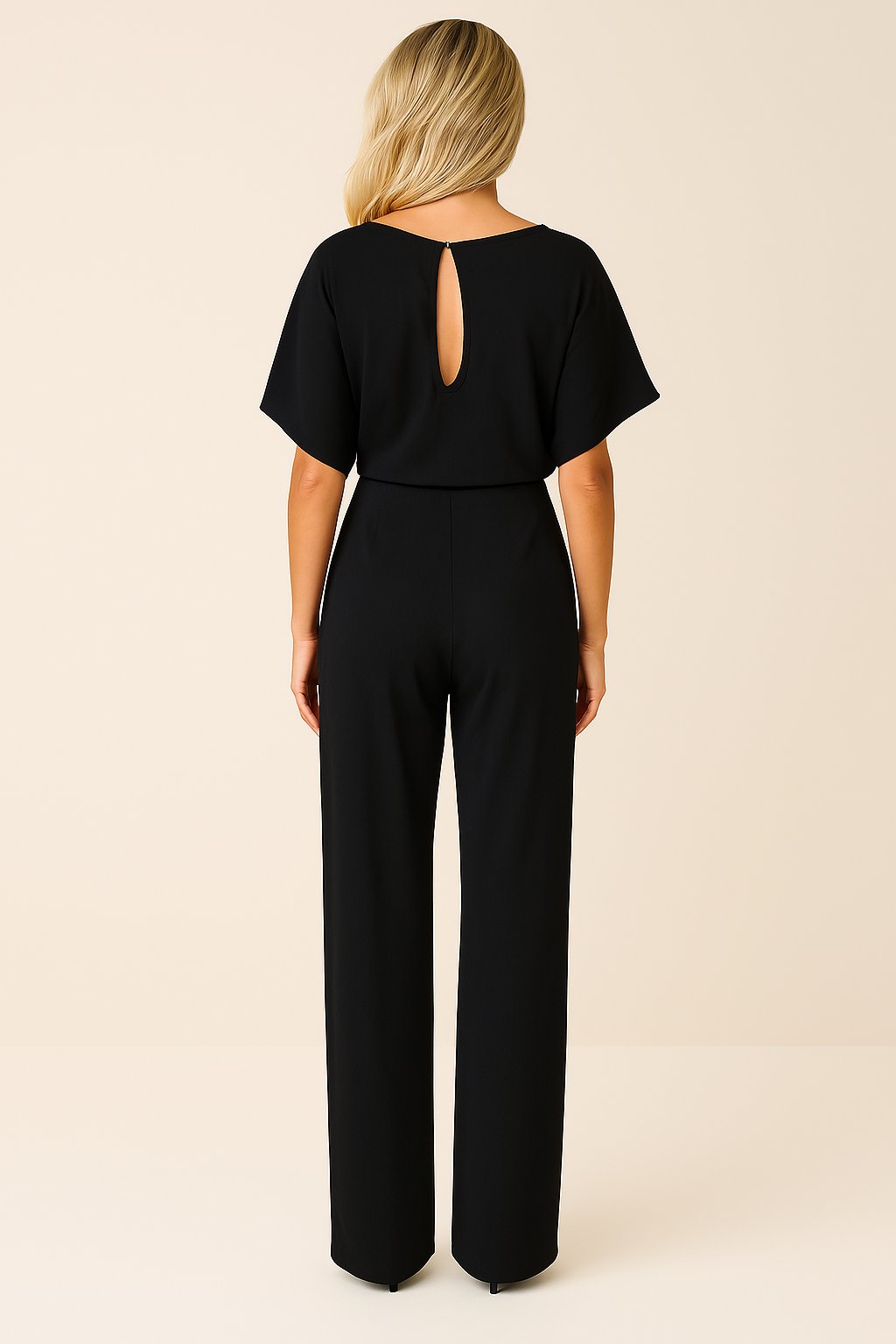 Scarlett | Combinaison ceinturée pour femme à manches courtes et jambes larges