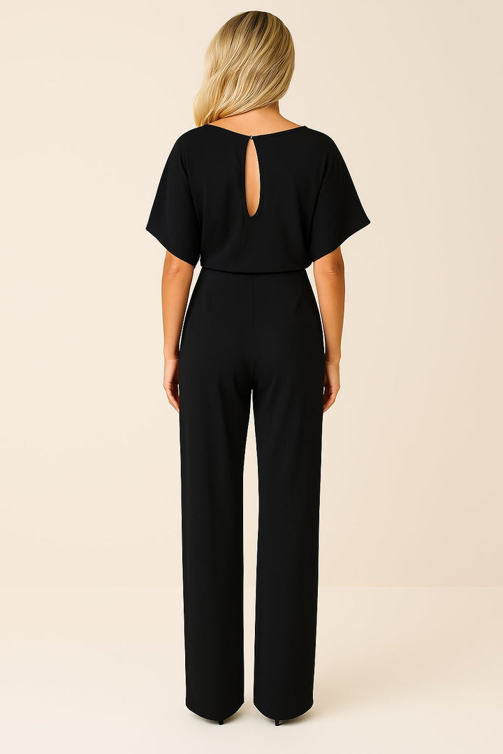 Scarlett | Combinaison ceinturée pour femme à manches courtes et jambes larges