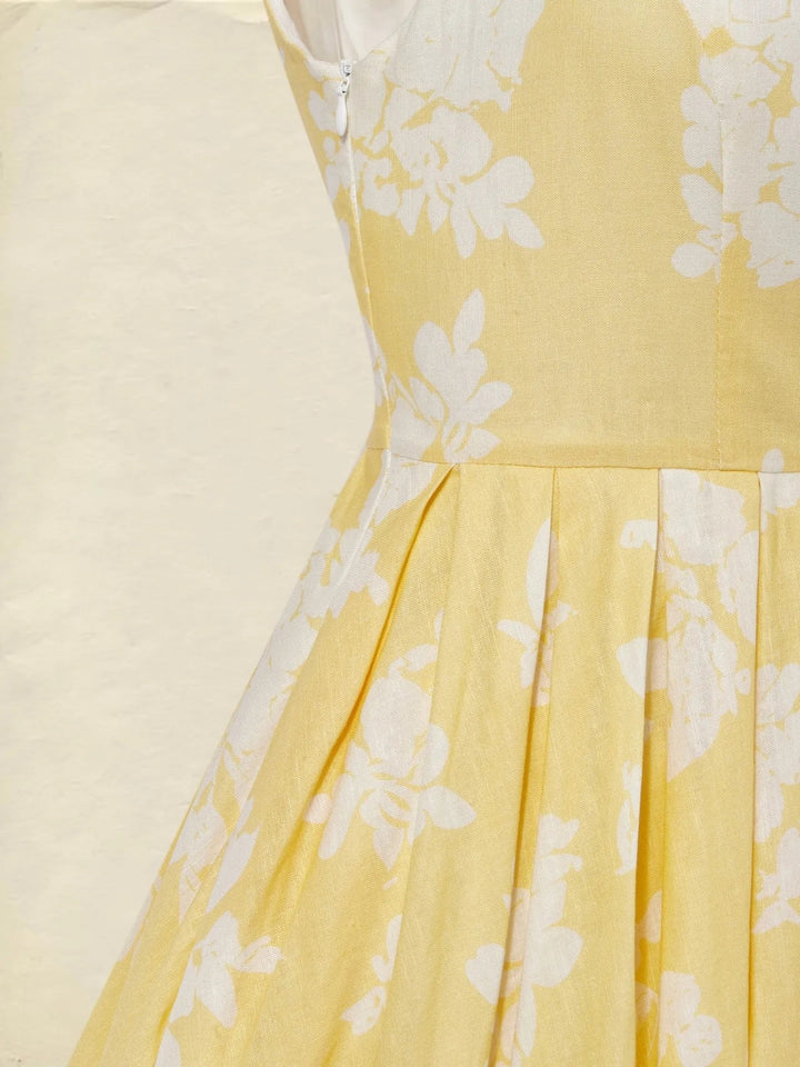 Scarlett | Damen Midikleid im A-Linien-Stil mit floralem Muster und ärmellos