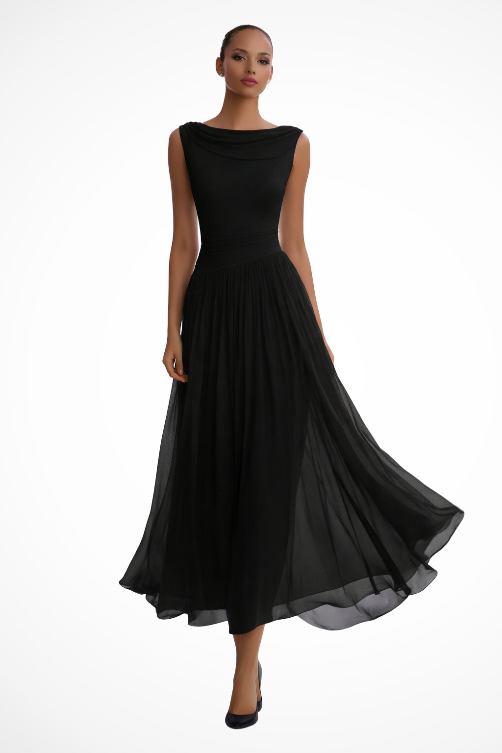 Isla | Ärmelloses, plissiertes Midikleid für Damen zu Hochzeiten