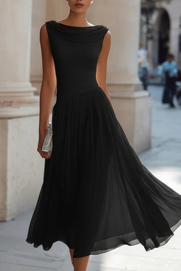 Isla | Ärmelloses, plissiertes Midikleid für Damen zu Hochzeiten
