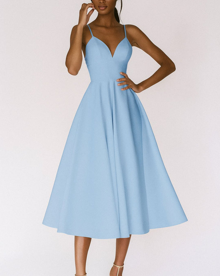 Lily | Vestido de boda midi con tirantes finos y escote corazón para mujer