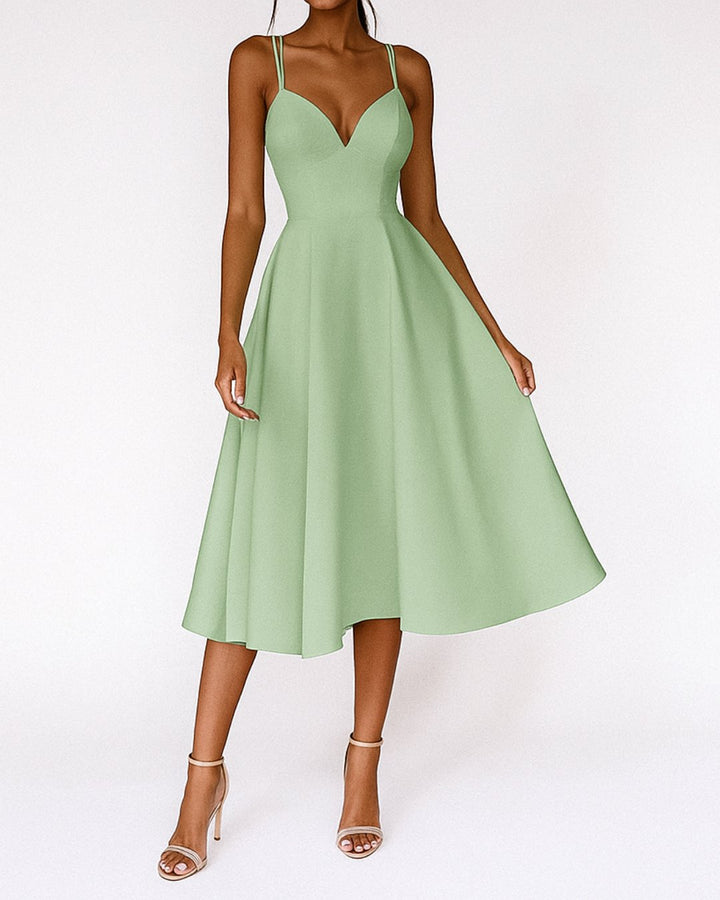 Lily | Vestido de boda midi con tirantes finos y escote corazón para mujer
