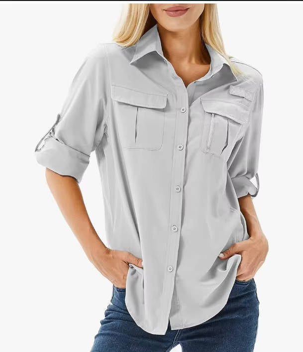 Phoebe | Women's UPF 50 Sun Protection Roll-Up Hiking Shirt