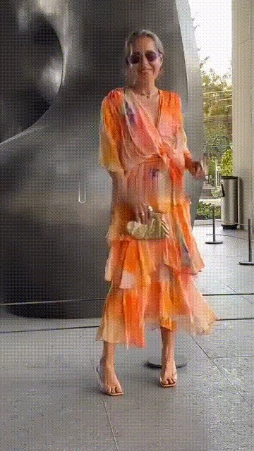Grace | Vestido maxi de gasa con volantes y estampado floral para mujer