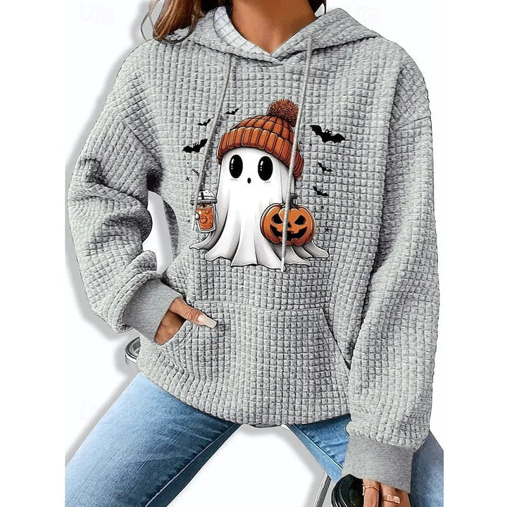 Dámská hřejivá podzimní mikina s kapucí s halloweenským motivem